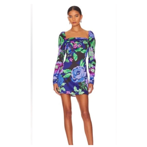 AFRM Dresses & Skirts - Women's AFRM Revolve Brand Floral Print Mini Dress Medium Blue Spring Summer